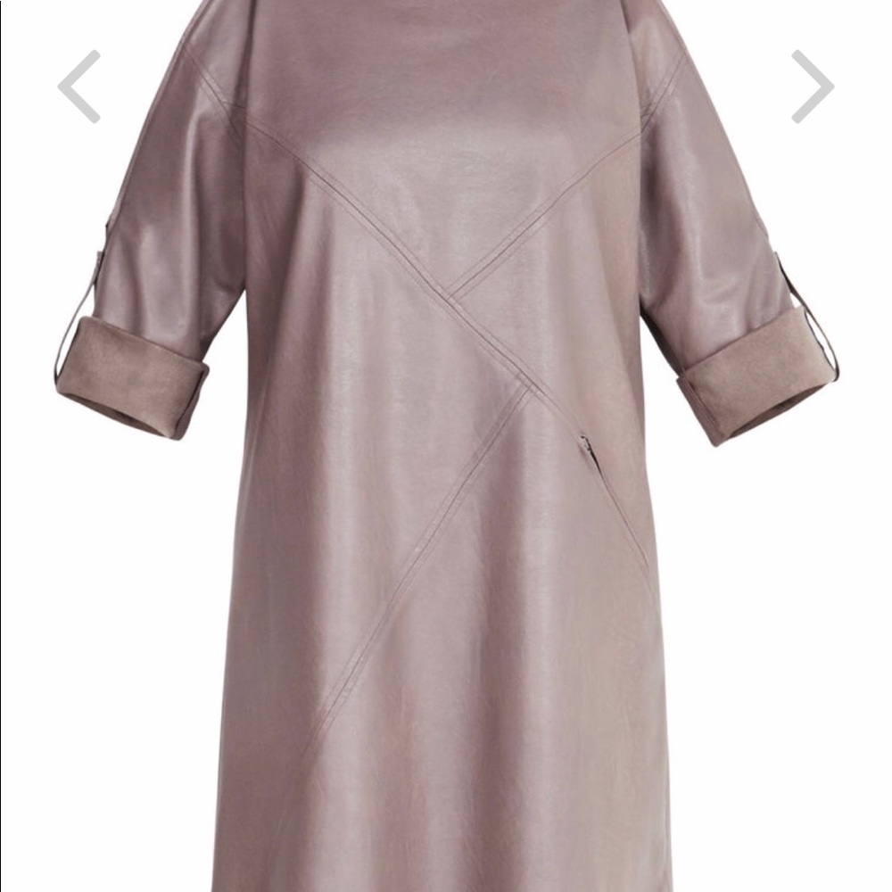 BCBG Yana Zip-Shoulder Faux-Leather Dress - Picture 5 of 7